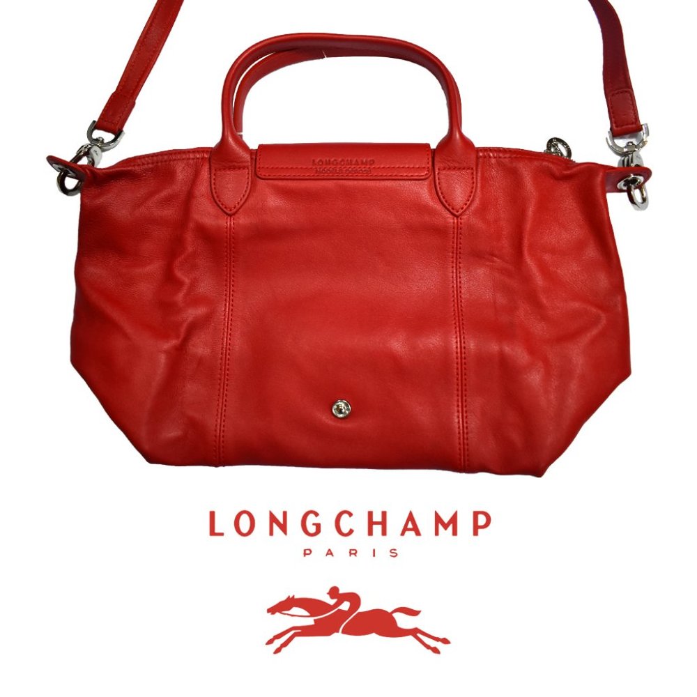 LONGCHAMP Le Pliage Cuir leather tote bag red